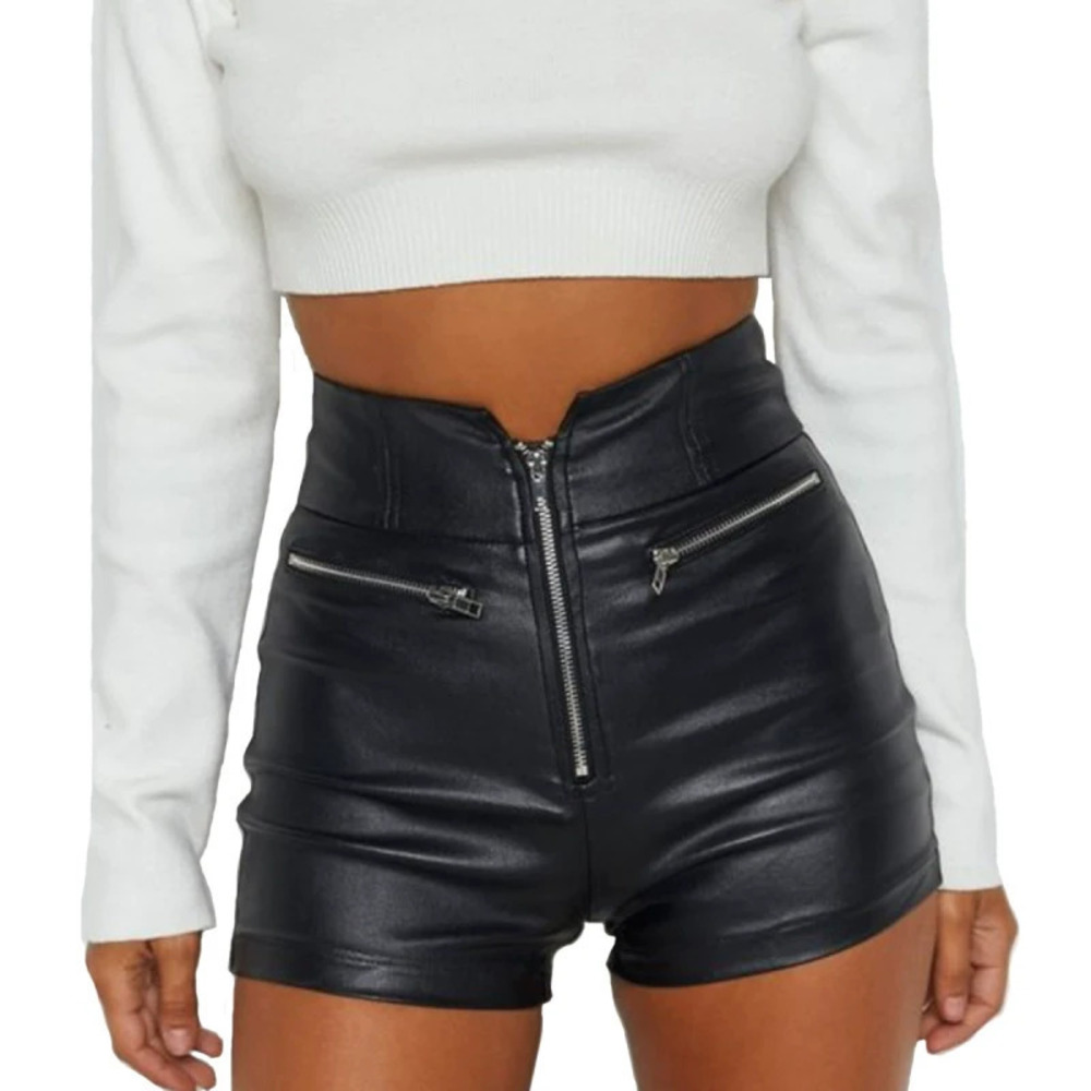 H&M Women Summer Sexy Casual Leather Shorts